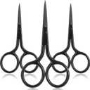 Mudder 3 Pack Small Nose Scissors Facial Hair Trimming Mini Beauty Stainless Steel Grooming Pointed Scissor for Grooming Eyebrows, Nose, Mustache, Beard (Black)