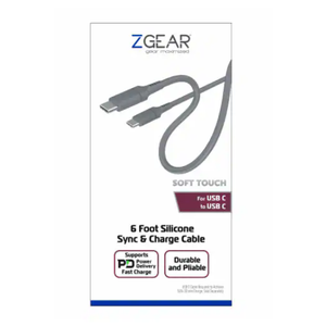 ZGEAR SILICONE CABLE USB C 6FT GREY