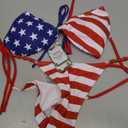 swimall Women's Thong Bikini Set Sexy String High Cut Triangle Swimsuit Two Piece Brazilian Bathing Suit (Medium, 505 - American Flag / 4th of July)
