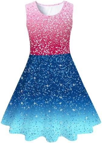 uideazone Girls Diamond Dress Size 8 Size 9 A-line Princess Dress Shiny Sling Sundress for Party Casual Preschool Home Red Blue, L