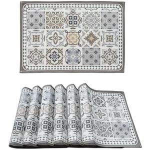 Mandala Bohemian Placemats Set of 6 Washable Table Placemat Boho Mat Fabric Cloth Vintage Flower for Farmhouse Kitchen Outdoor Dining Decor 12x18 Inch (Style C)