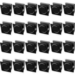 Grtard 24 Pack Magnetic Clips Heavy Duty, White Magnet Clips for Fridge, Refrigerator Magnets, Strong Magnetic Clip,Scratch Free Magnets with Clip for Refrigerator, Whiteboard, Cruise, Locker (Black)