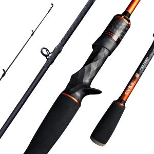 SEASIR CastX Medium Heavy Fishing Rod, ML 2 Piece | Saltwater Freshwater Baitcaster Rod, Fast Action, 40T Carbon Fiber, EVA & Cork Grip, Zirconia Ring, 1.98m/C662-mh 