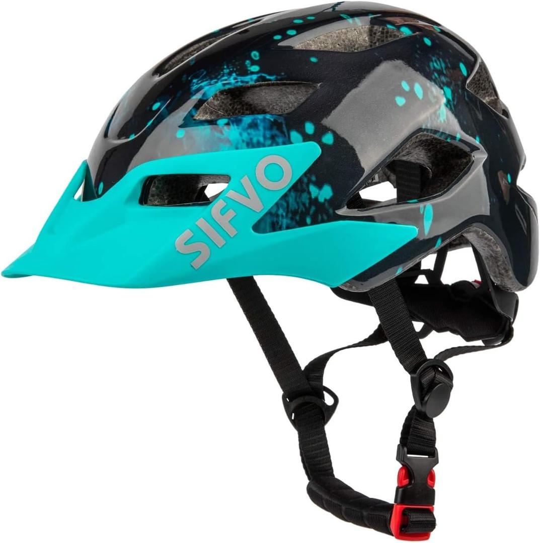Kids Helmet, SIFVO Kids Bike Helmet Boys and Girls Bike Helmet with Cool Visor Helmet for Kids 5-14, Kids Bike Helmets Youth Bike Helmet Adjustable & Lightweight 50-57cm (Medium: 19.69"-22.44"(50-57cm), Dark Blue)