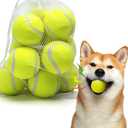 Nobleza Dog Tennis Balls 12 Pack, 2.5 Floatable Squeaky Tennis Ball for Small Medium Dogs, Training Safe Natural Rubber Squeaky Dog Balls for Dogs to Fetch Exercise, Yellow