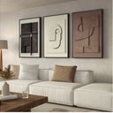 Large 3D Textured Framed Abstract Wall Art for Living Room, 3 Piece Modern Paintings Artwork for Walls, Black White Brown Geometric Sandstone Texture Pictures for Hallway Office Wall Decor 24x36 In