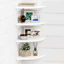 Forbena White Corner Floating Shelves for Wall Set of 4, Rounded Corner Shelves Wall Mounted for Kids Bedroom Books, Cute Wood Hanging Corner Shelf for Bathroom Decor, Living Room, Small Spaces (10" Depth)