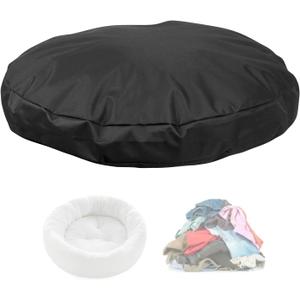 Round Dog Bed Replacement Cover 36D  4H Inches Washable Black Thickened Waterproof Oxford Fabric with Handle and Zipper Reusable Dog Bed Liner for Small to Medium 25-35 Lbs Puppy