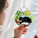 Stained Glass Ornament, Christmas Ornament, Hanging Ornaments for Home Decor & Christmas Tree Ornaments Exquisite Holiday Decor, Xmas Gifts & Holiday Present - Black Cat