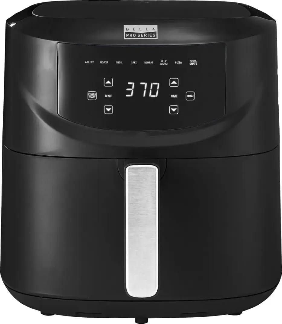 BELLA-PRO 8QT Digital Air Fryer with Divider, Touchscreen Controls, 1700W Rapid Heat Circulation, Non-Stick Basket, Adjustable Temperature, Preset Cooking Modes, Dishwasher Safe, Oil-Less Frying