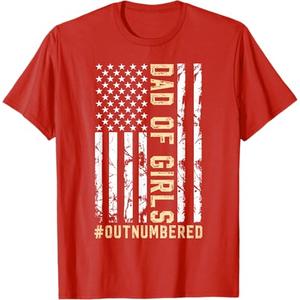 Girl Father's Day Daddy & Dad of Girls Outnumbered T-shirt, Size L