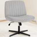 OLIXIS Criss Cross Legged Chairs Armless No Wheels Wide Seat Height Adjustable Swivel Padded Fabric Home Office Desk Seating for Bedroom, Student, Study Room (Grey)