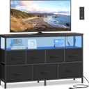 SONGMICS BELLAH Collection - Dresser for Bedroom with App-Controlled LED Lights and Charging Station, Chest of Drawers, TV Stand, 7 Drawers, Shelf, Modern, Ink Black ULGS733BH02S