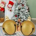 2 Pcs Giant Inflatable Christmas Balls, 24IN PVC Jingle Bell Large Outdoor Indoor Christmas Ornaments,Oversized Blow Up Balls for Garden Yard Patio Decorations (24 Inch Gold, 2)