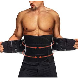 TAILONG Neoprene Waist Trimmer Ab Belt for Men Weight Loss Trainer Slimming Body Shaper Workout Sauna Hot Sweat Band (Black with Elastic Band, XL)