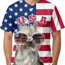 Mens American Flag Baseball Jerseys Independence Day Red White Blue 4th of July 250th Anniversary USA Patriotic Shirt (L)