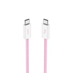Belkin USB C to USB C Cable, 3.3ft, 60W - Type C Charger, iPhone Charger Cord, Soft, Braided, Flexible for iPhone 16, Galaxy S25, Pixel 9, Airpods, iPad Pro, Tablet & More, Travel Essentials - Pink