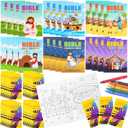 168 Pcs Christian Coloring Book Bulk with Crayon Religious Kid Coloring Books Mini Bible Story Activity Booklet Jesus Party Favor Gift for Holy Communion Art Sunday School Christmas DIY Craft
