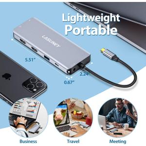 Lasuney USB-C Triple-Display Docking Station Black