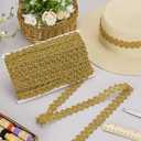 FINGERINSPIRE 20 Yards Metallic Braid Trim Gold Flower Shape Lace Ribbon 1" Embellishment Lace Trim for Christmas Holiday Decoration Wedding DIY Clothes Accessories Jewelry Crafts Sewing