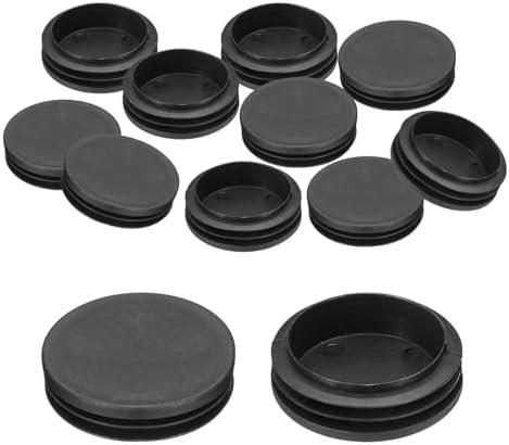 PATIKIL 2-1/4" Plastic Tubing End Caps, 24Pcs Round Hole Plug Insert for Round Iron Pipe Chair Leg Table Bookshelves Patio Furniture, Black