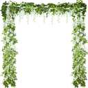 Syhood 4 Pieces 26 ft in Total White Artificial Wisteria Garland Hanging Flowers Vine Wedding Silk Wisteria Hanging Flower for Wedding Arch Home Garden Party Outdoor Decor