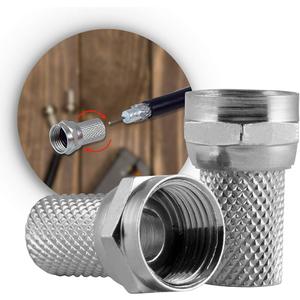 G.E. RG6 Twist-on Coaxial Connectors | 10 Pack Weatherproof, for Audio Cables, Video Cables, Compatible with All Brands of Coax Cables, Nickel