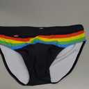 Swimwear Men Sexy Swim Briefs Pride Day Strips Swimsuits Swim Briefs Bikini Board Surf Shorts Trunk Large, Black