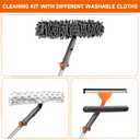 Chabatree Window Squeegee Cleaner Set 2-in-1 Window Cleaning Tool with Extendable Pole, Window Cleaning kit with Bendable Head for Indoor & Outdoor Glass for Car Indoor Outdoor High WindowsKit1.0