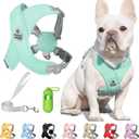 Patas Lague Dog Harness with Leash Set Adjustable Soft Padded Step-in Dog Vest No Choke No Pull Reflective for Medium Pets with Poop Bags and Dispenser, Solid and No-chew, Green L (L (Neck 20.5-25.6'' Chest 24.4-29.1''))
