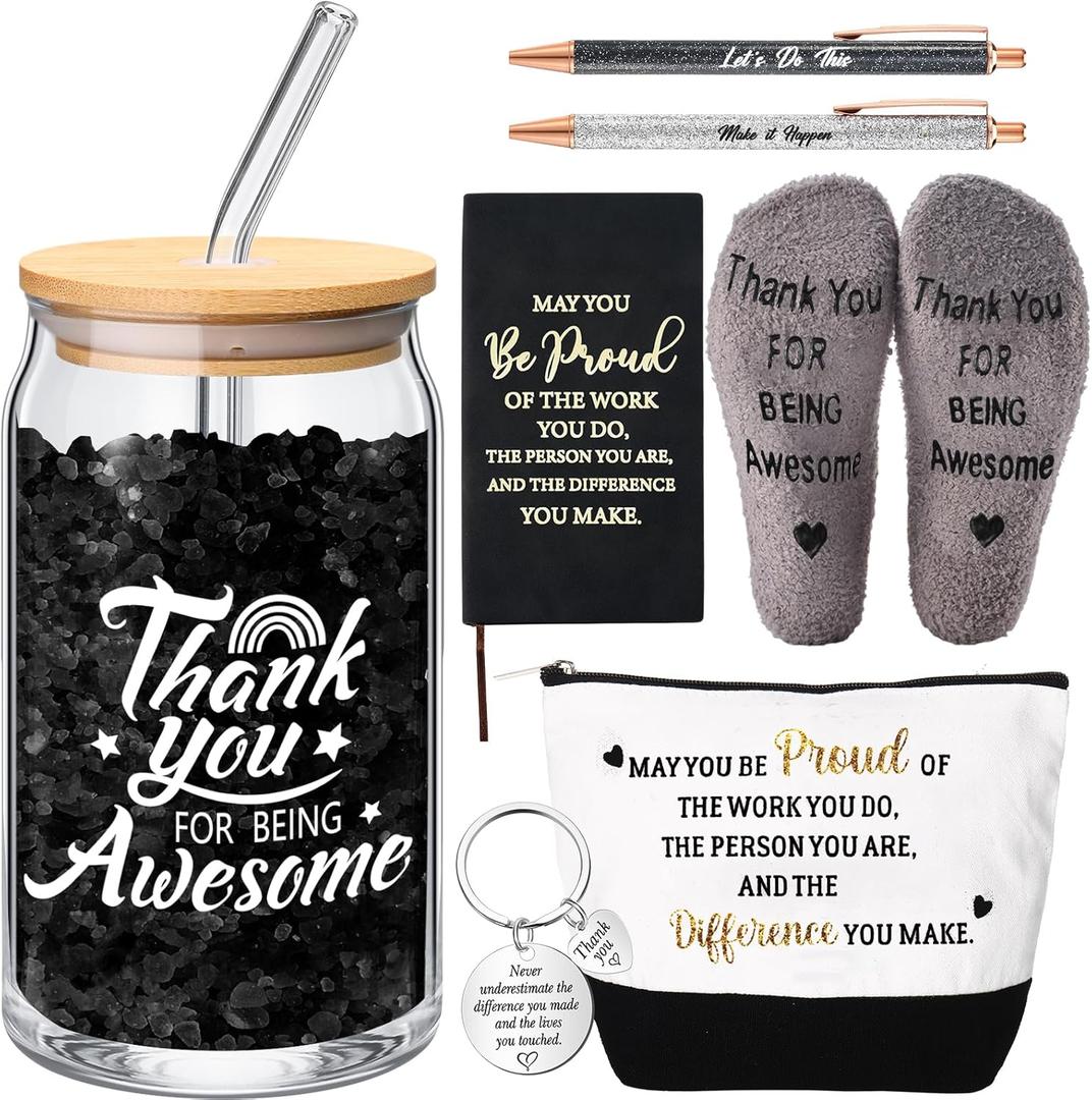 Funnymoom 7 Pcs Employee Appreciation Gifts Administrative Professionals Day Work Anniversary Thank You Gifts for Women Coworker Teacher Aide Graduation Educator Nurse Week(Black)