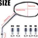ORAEVY Universal 10mm 8mm Chrome Motorcycle Rear View Side Mirrors Handle Bar End