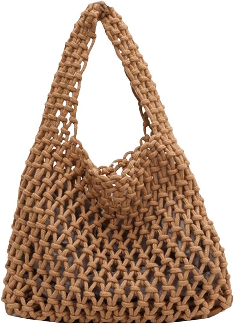 Verdusa Women's Hollow Out Crochet Bags Top Handle Beach Vacation Lightweight Small Handbag