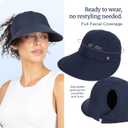 Ponyflo Sunblocker Wide Brim Hat, Patented Womens Ponytail Sun Hat for Adults, UPF 50 Sun Protection