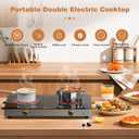 2 Burner Electric Cooktop 110V - 24 Inch(22.2"x 13.07") Countertop Electric Stove with Handles 2000W, Two Burner Ceramic Burner with Touch and Knob Control, Timer, Safety Lock, 120V Plug in