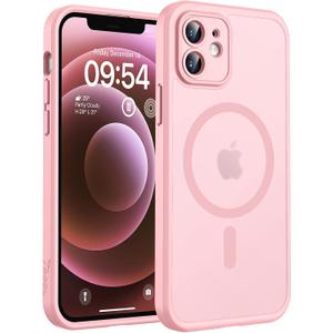 TOCOL for Phone 12 Case, Compatible with Magsafe Charger, Full Camera Protection, Drop Protection, Translucent Matte Phone Case for iPhone 12 6.1 inch (Light Pink)