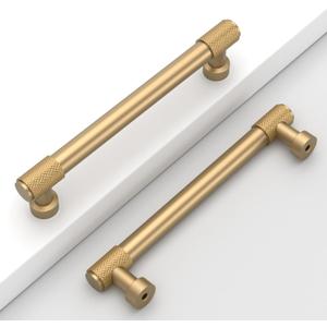 10 Pack 5"(128mm) Champagne Bronze Cabinet Pulls Knurled Kitchen Cabinet Handles Champagne Gold Drawer Pulls Cupboard Hardware for Cabinets CK0028
