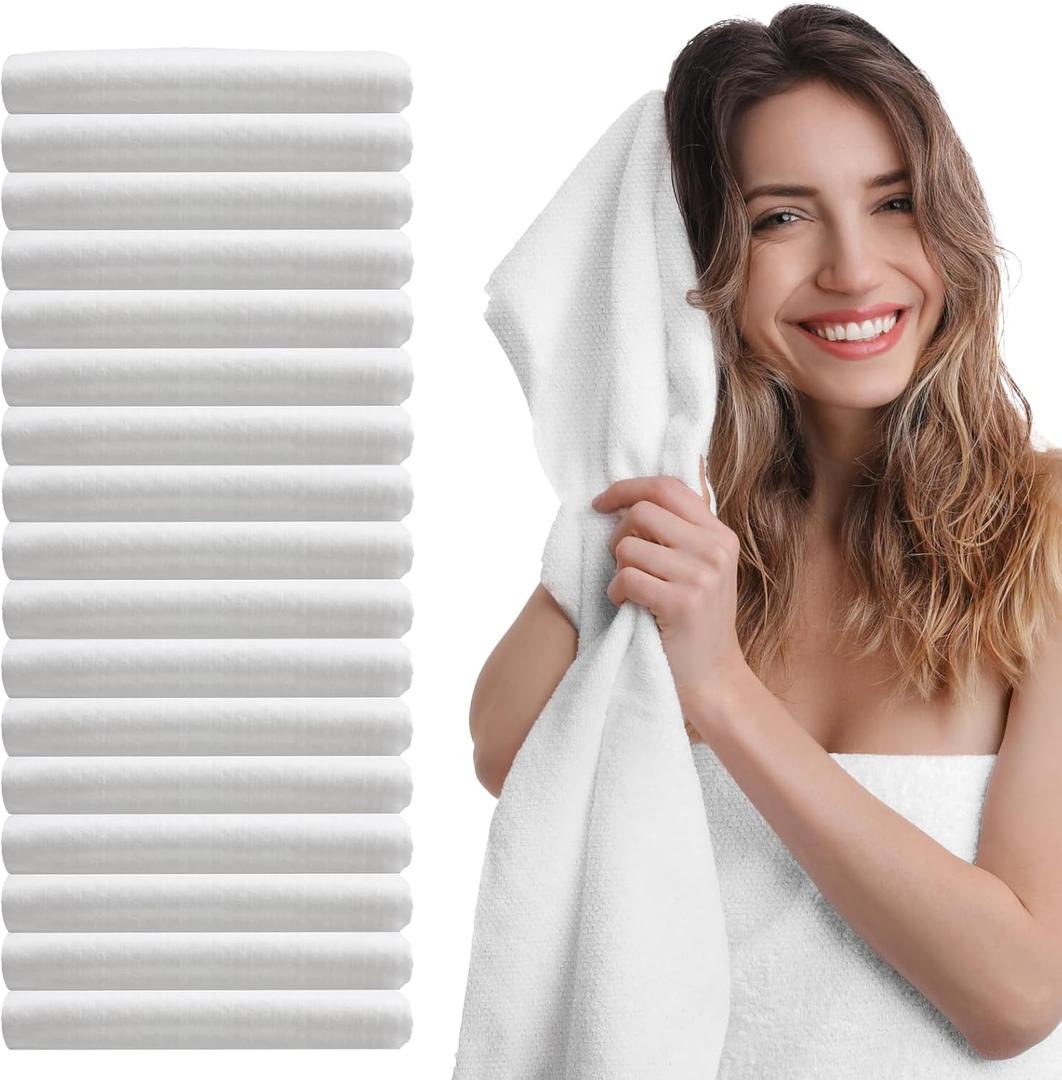 Molain 100Pcs Disposable Bath Hair Towels, Pure Cotton Absorbent Large Luxury Tissues, 27.5" x 12" Salon Spa Towels for Massage Yoga Camping Trips (White)