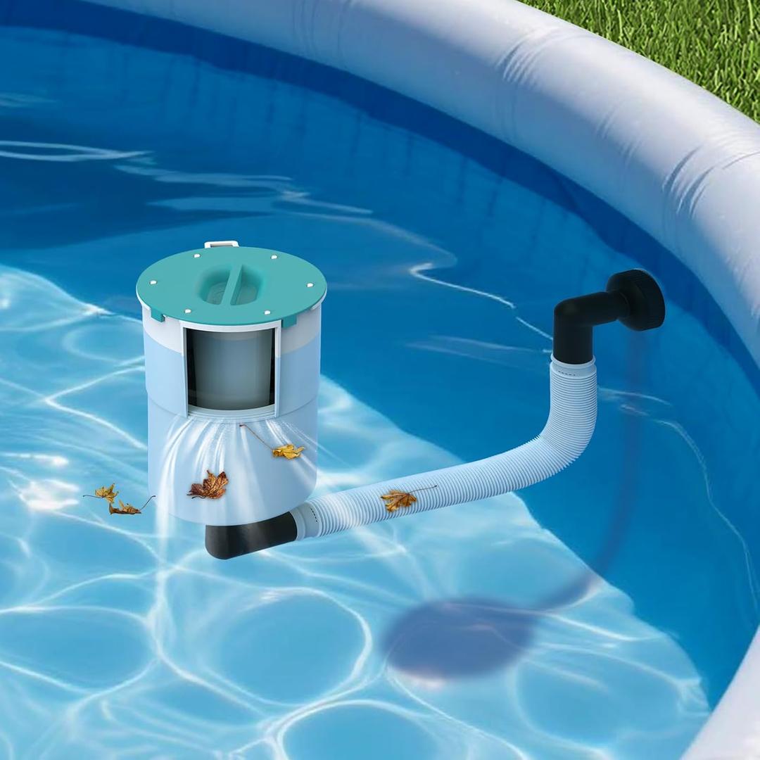 Pool Skimmer-Above Ground Pool Skimmer,Floating Pool Surface Skimmer,Pool Accessories-Clean Debris Basket, Automatic Floating,Compatible with Various Swimming Pools, (Turquoise) (8 inch)