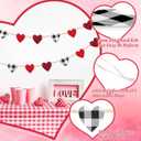 Valentine's Day Garland, 2 Packs Red Pink Heart Felt & Wood Bead Banner, 7.5 FT Heart Garland for Home Fireplace Mantel Shelf Wall, Wedding Anniversary Party Proposal Decorations (REDBLACK)