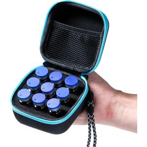 9 Vials Holder, Insulin Peptide Vial Case for Fridge, with Hand Strap, Fits 5ml 10ml Vial for Peptide, GLP-1 and Insulin Storage, Not Fit Tall 10ml Vial,Black and Blue Zipper