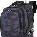 Rolling Backpack, 55L (14.5gal) Backpack with Wheels for Business, Waterproof Backpacks with Dual Handles and Silent Large Wheels, Carry on Backpack with Laptop Compartment (Black,22 inch)