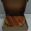 Demigo 10" Acacia Wood Round Tray - Decorative Plant Stand, Farmhouse Countertop Organizer, Multi-Purpose Display Pedestal, Riser Board for Soap, Perfume, Candles, Sponge, Bathroom, Kitchen (Brown)