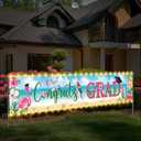 Oudain Aloha Congrats Grad Banner with LED Lights Class of 2026 Graduation Decorations Lighted Hawaiian Summer Tropical Yard Banner Luau Grad Yard Sign Graduation Backdrop for 2026 Graduates Party
