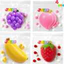 JOYIN 4 Pcs Fruit Taba Squishy Toys, Soft Squeeze Fidgets, Banana, Grape, Strawberry, Peach Fufu Squishy Toys, Cute Taba Squishy Toys for Kids, Party Favors & Gifts