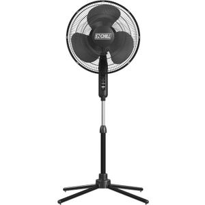 EZ-CHILL 16 Oscillating Pedestal Fan, 3-speed Options, 90-Degree Oscillating Head, Adjustable Height and Tilt, Powerful Air Flow, Black, MTFS-16B-BLK