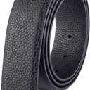 Vatee's Men/Women Reversible Genuine Leather Without Buckle Replacemen Belt Strap 1.34"/1.5" Wide (H230: Black / Black)