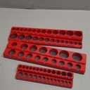 3Pcs 1/2", 1/4" and 3/8" Magnetic Socket Organizer Set,SAE Socket Holder Kit, Socket Traysholds 68 Deep and Shallow 3/8" Sockets(sockets not included)