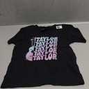 Girl Retro Taylor First Name Personalized Groovy 80's Pink T-Shirt Black
