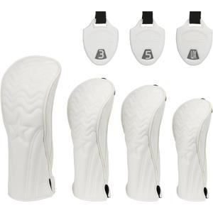 4pcs or 1pc Golf Club Head Covers for Woods, Driver, Fairway, Hybrid Premium PU Leather with Interchangeable Tags & Magnetic Blade and Mallet Putter Covers